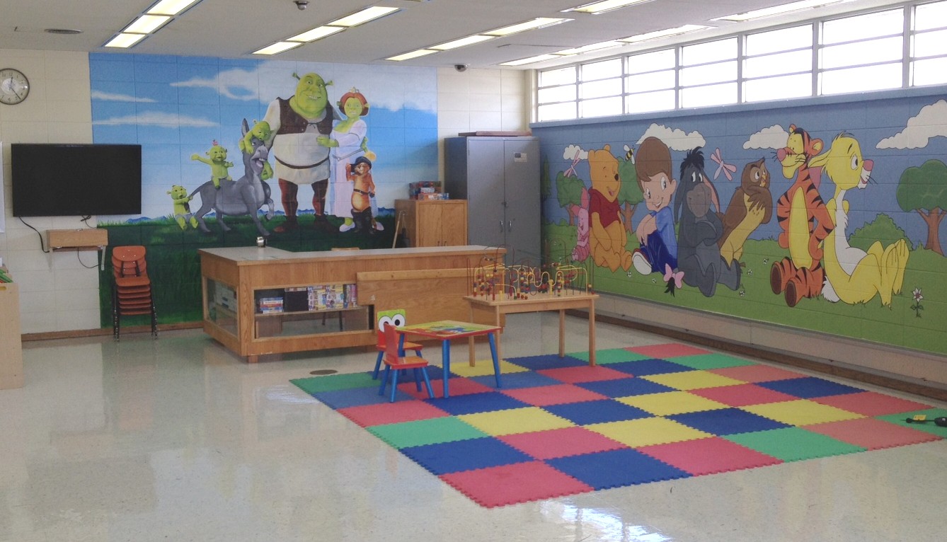 A view of the children's play area in the Visit Room.