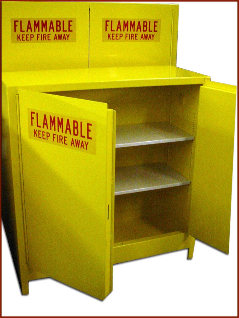 An example of a metal cabinet to store flammable materials.